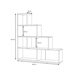 Divisorio Libreria Bianca a Cubi a Scala Scaffale Moderna Mensole Studio Ufficio