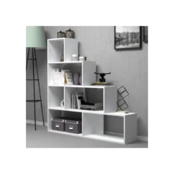 Divisorio Libreria Bianca a Cubi a Scala Scaffale Moderna Mensole Studio Ufficio