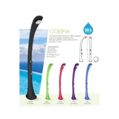 Doccia Solare da Giardino 32 litri Blu Miscelatore per Campeggio Esterno Piscina