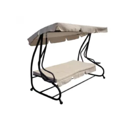 Dondolo Letto da Giardino Beige con Cuscini 202 x 114 x 169 h