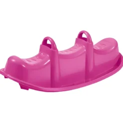 Dondolo per Bambini 3 Posti Plastica Rosa con Maniglie Resistenti