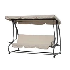 Dondolo 3 Posti Reclinabile Letto da Giardino Sofa Terrazzo Cuscini Telo Esterno