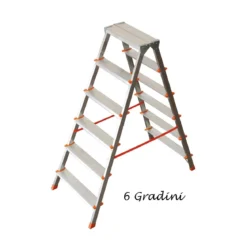 Facal Scala Doppia Alluminio Scaletta 6 Gradini Richiudibile Sgabello Da Interno