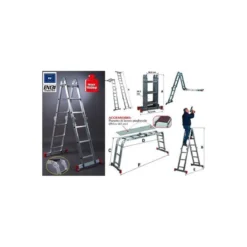 Facal Scala Multifunzione Alluminio Pieghevole Ponteggio a Libretto Telescopica
