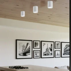Faretto da Soffitto Punto Luce Bianco Opaco Lampada Rotonda in Alluminio