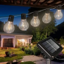 Filo Luci per Gazebo Pergole Energia Solare 10 LED 3W Luce Calda 5m
