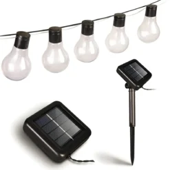 Filo Luci per Gazebo Pergole Energia Solare 20 LED 6W Luce Calda 5m