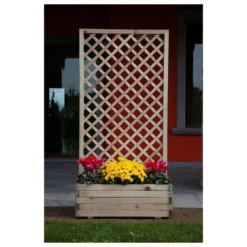 Fioriera con Grigliato 120 Balcone Vaso Spalliera Legno Rettangolare Portavaso