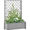 Fioriera con Spalliera Grigliata per Rampicanti Grigio 100x43x142 cm