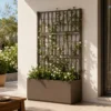Fioriera con Spalliera Rampicanti Tortora 80x36x140 cm in Plastica