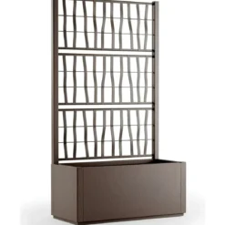 Fioriera con Spalliera Rampicanti Tortora 80x36x140 cm in Plastica