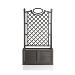 Fioriera in Resina 80x42 con Grigliato Spalliera Antracite da Balcone