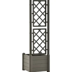 Fioriera Quadrata 43x43 con Grigliato 140 in Plastica da Esterno Pannello Moka