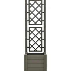 Fioriera Quadrata 43x43 con Grigliato 140 in Plastica da Esterno Pannello Moka