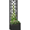 Fioriera Quadrata 43x43 con Spalliera in Pvc Antracite Da Esterno Balcone Vaso