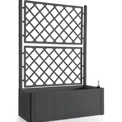 Fioriera Rettangolare 100x43 Resina con Spalliera in Pvc da Esterno Balcone Vasi