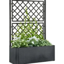 Fioriera Rettangolare 100x43 Resina con Spalliera in Pvc da Esterno Balcone Vasi