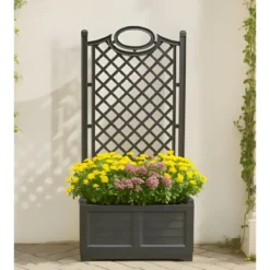 Fioriera Separé Antracite Griglia Effetto Legno 80x42,5 cm da Esterno