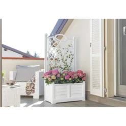 Fioriera Separé Bianco Griglia Effetto Legno 80x42,5 cm da Esterno