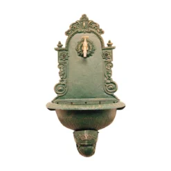 Fontana da Parete Verde in Ghisa Lavabo a Muro Giardino Lavandino Rubinetto