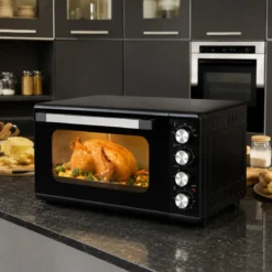 Forno Elettrico Ventilato 45L 2000W DCG Nero Vassoio Griglia Maniglia