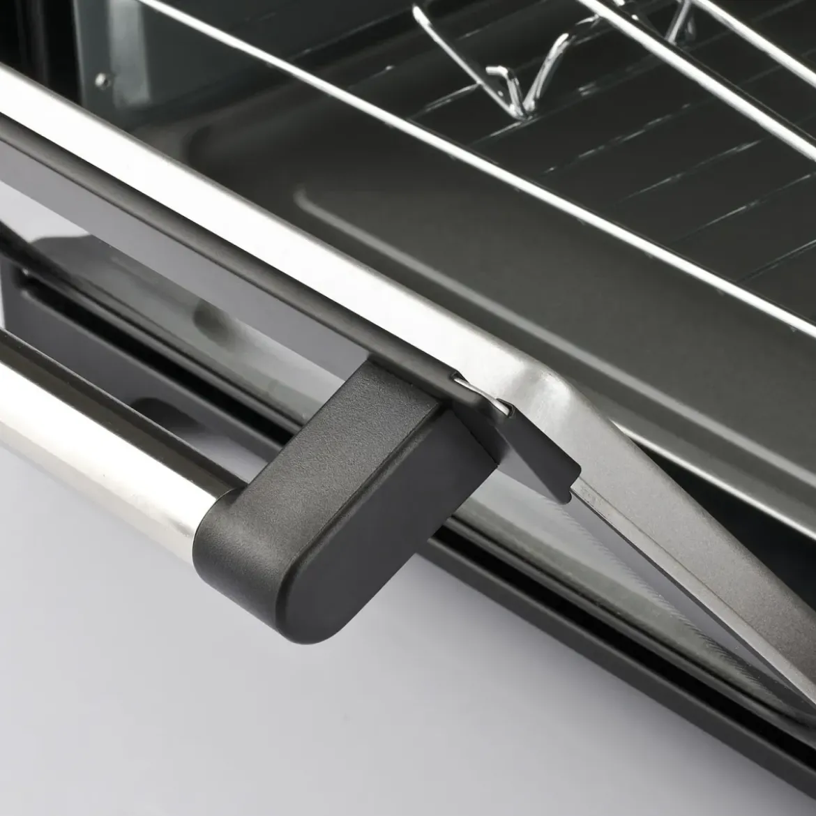 Forno Elettrico Ventilato 1600W Grill Vassoio Griglia Pinza Rosso Nero