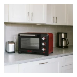 Forno Elettrico Ventilato 1600W Grill Vassoio Griglia Pinza Rosso Nero