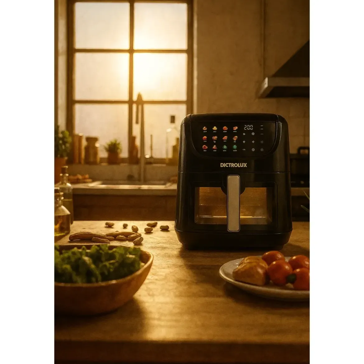 Friggitrice ad Aria 8L 1800W Digitale Nero Timer 60 min Antiaderente