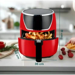 Friggitrice ad Aria 1500W 5L DCG Rosso Antiaderente Pannello LED