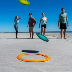 Frisbee Bocce 4 Dischi in Silicone Gioco da Esterno Spiaggia con Borsa
