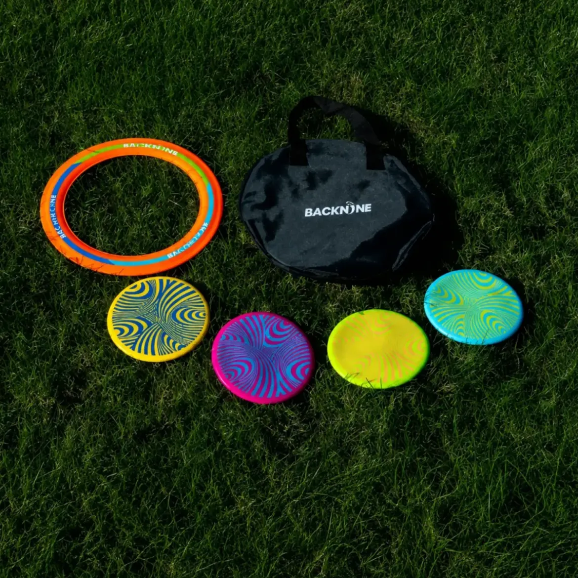 Frisbee Bocce 4 Dischi in Silicone Gioco da Esterno Spiaggia con Borsa