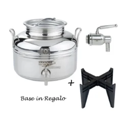 Fusto per Olio Sansone 5 litri in Acciaio Inox Contenitore con Rubinetto Bidone