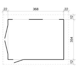 Garage in Legno Grezzo 368x354 cm a Pannelli Box con Porta Elettrica