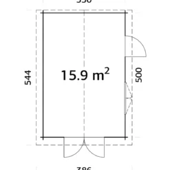 Garage in Legno 350x520 cm Blockhouse 34 mm Doppia Porta Finestra