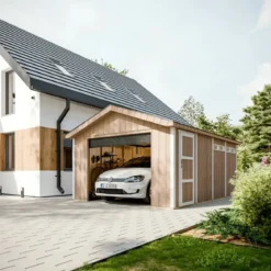 Garage in Legno 354x486 cm Box Auto Moto 17 m2 Pannelli LP SmartSide