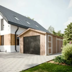 Garage in Legno 354x486 cm Box Auto Moto 17 m2 Miele a Pannelli