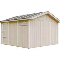 Garage in Legno 368x354 cm Grigio Scuro Pannelli Box Porta Elettrica