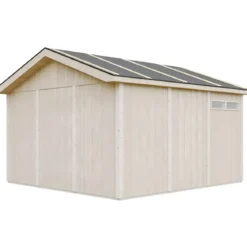 Garage in Legno 368x354 cm Marrone a Pannelli Box con Porta Elettrica