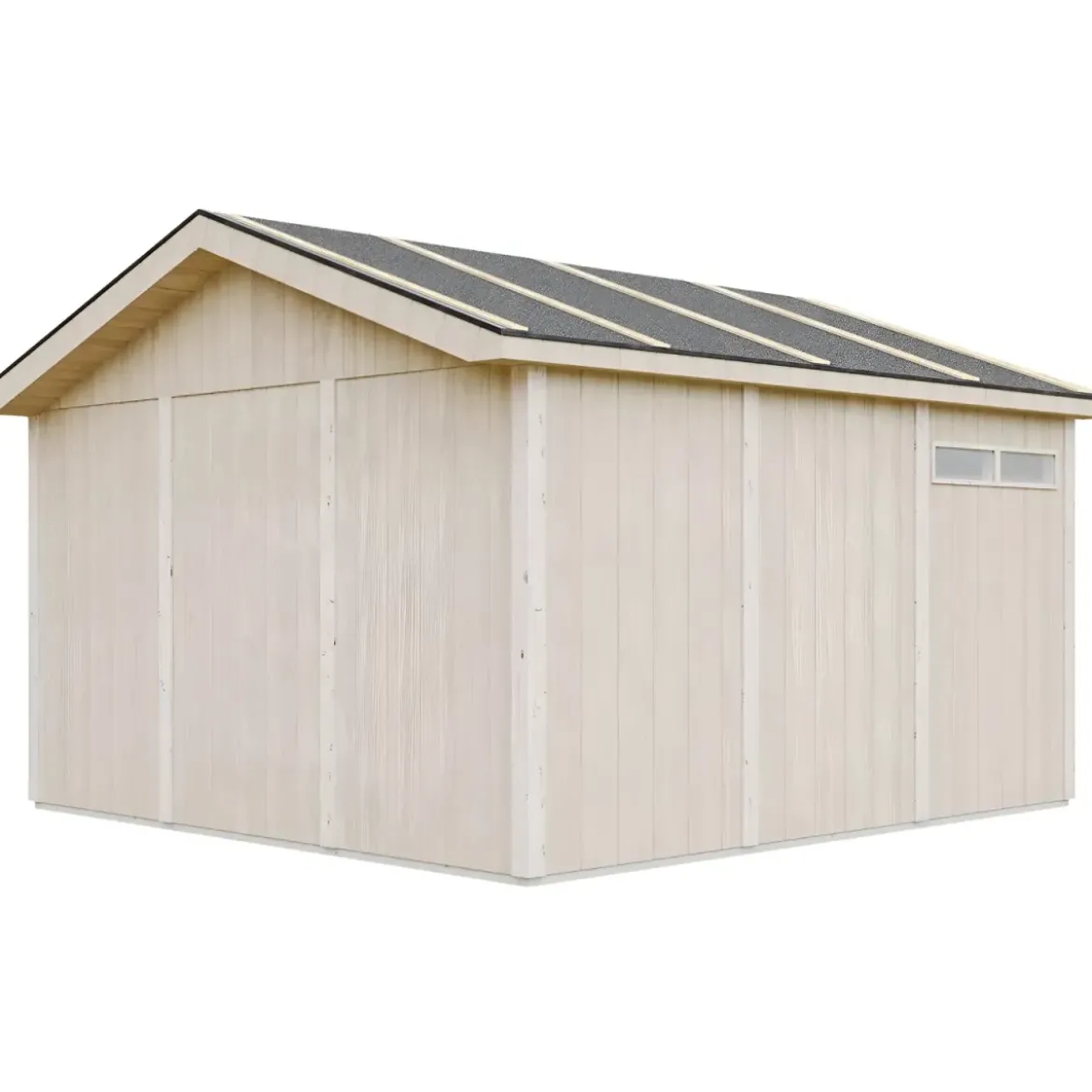 Garage in Legno 368x354 cm Marrone a Pannelli Box con Porta Elettrica