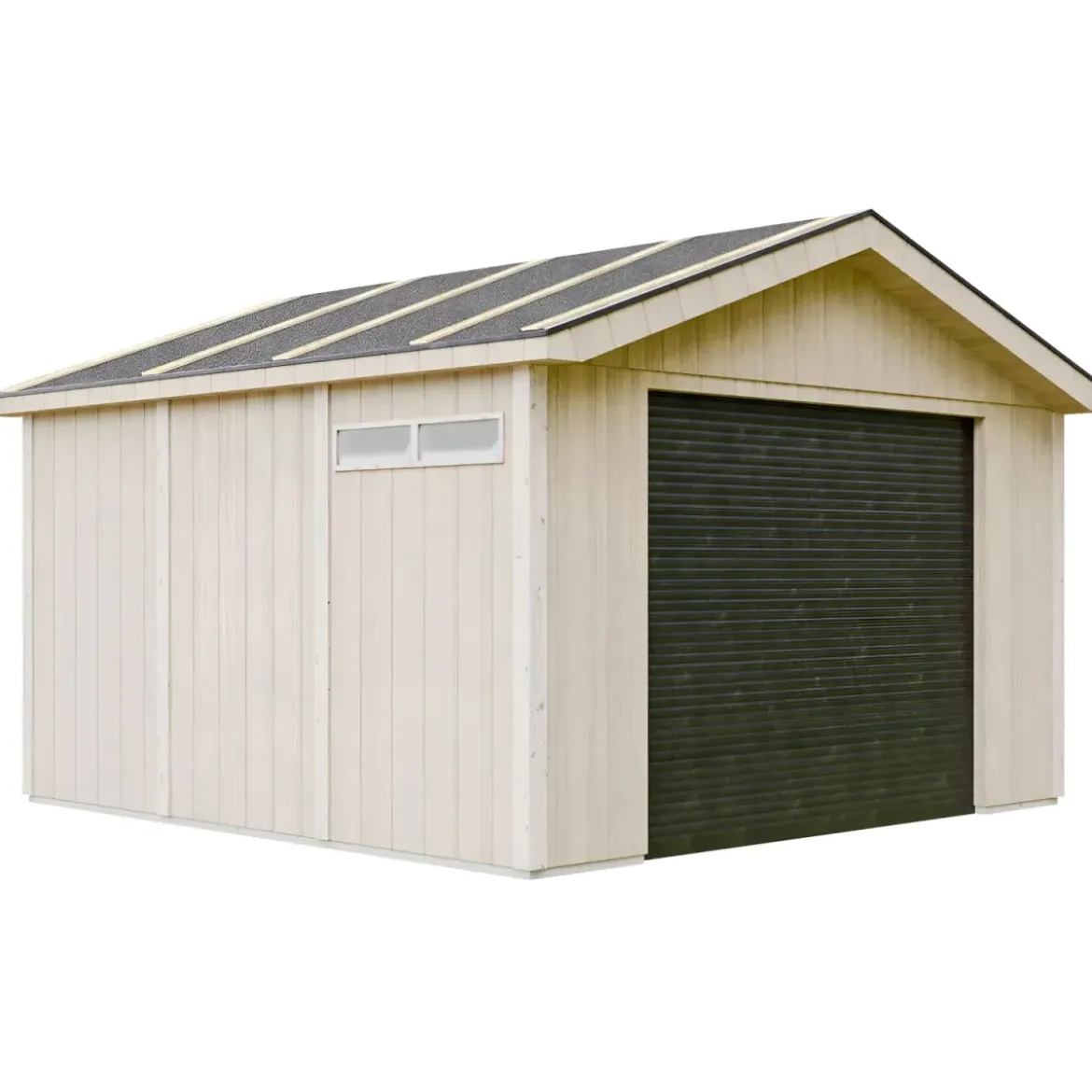 Garage in Legno 368x354 cm Marrone a Pannelli Box con Porta Elettrica