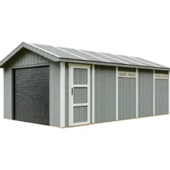 Garage in Legno 3x6 Grigio Scuro Box Auto da Esterno 21 m2 a Pannelli