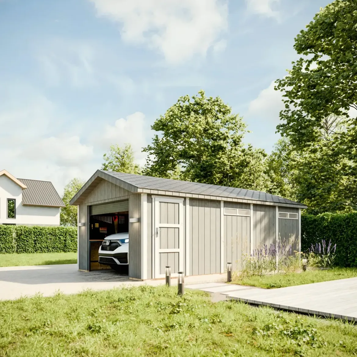 Garage in Legno 3x6 Marrone Box Auto Attrezzi Esterno 21 m2 a Pannelli