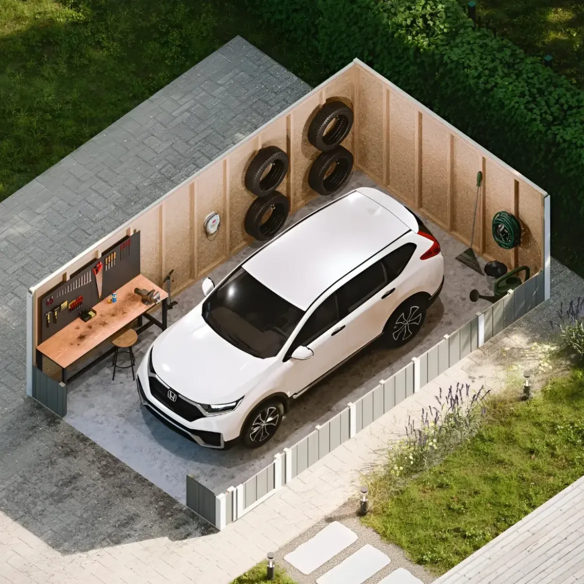 Garage in Legno 3x6 Miele Box Auto Attrezzi Esterno 21 m2 a Pannelli