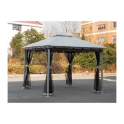 Gazebo Acciaio 3x3 Esterno Giardino con Zanzariera Tende Pareti Laterali Pergola