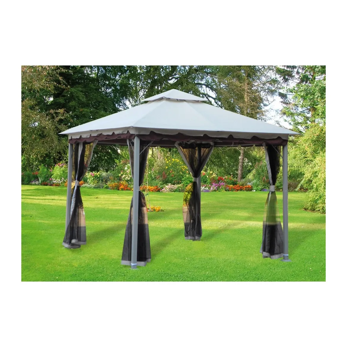 Gazebo Acciaio 3x3 Esterno Giardino con Zanzariera Tende Pareti Laterali Pergola