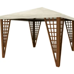 Gazebo da Giardino in Legno Impregnato 3x3 m Noce Copertura Removibile