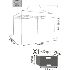 Gazebo da Giardino Pieghevole 3x4,5 Verde in Acciaio Resistente