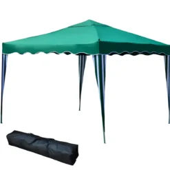 Gazebo da Giardino Pieghevole 3x3 m Verde Struttura in Acciaio