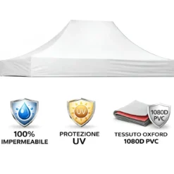 Gazebo da Giardino 3x2 a Fisarmonica Impermeabile Bianco con Sacca
