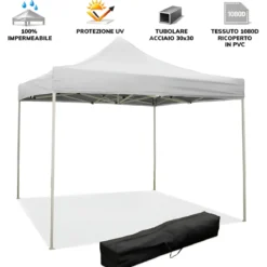 Gazebo da Giardino 2x2 a Fisarmonica Impermeabile Bianco con Sacca